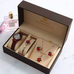 Ladies Gift Set Women Watch Bracelet Earring Necklace