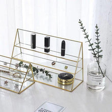 Cargar imagen en el visor de la galería, Retro Brass Glass Three-Layer Jewelry Rack Earrings Bracelet Jewelry Store Shopping Mall Storage Display Display Stand Issued On Behalf Of