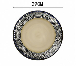 European Ceramic Tableware Set Relief Steak Plate Salad Bowl Rice Bowl Western Restaurant Fish Plate Cup