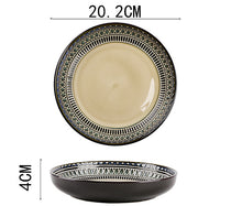 Charger l&#39;image dans la galerie, European Ceramic Tableware Set Relief Steak Plate Salad Bowl Rice Bowl Western Restaurant Fish Plate Cup