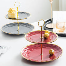 Cargar imagen en el visor de la galería, Nordic Minimalist Creative Ceramic Skewer Double-Layer Fruit Plate