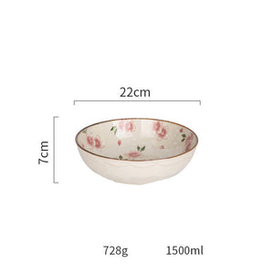 Ceramic Tableware Household Dish Plate Rice Bowl Soup Noodle Bowl High