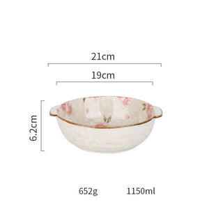 Ceramic Tableware Household Dish Plate Rice Bowl Soup Noodle Bowl High