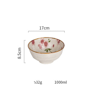 Ceramic Tableware Household Dish Plate Rice Bowl Soup Noodle Bowl High