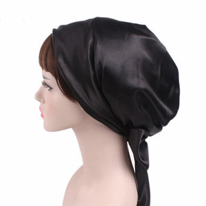 Ladies Satin Printed Bow Turban Long