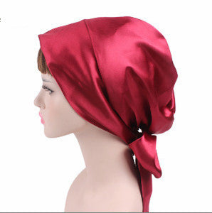 Ladies Satin Printed Bow Turban Long