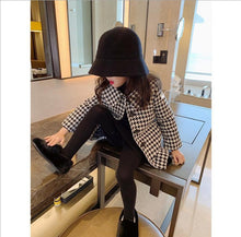 Cargar imagen en el visor de la galería, Winter Korean Houndstooth Girl Mid-length Coat