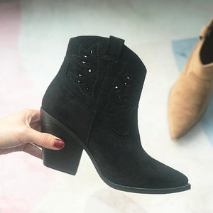 High heel solid color sleeve ankle boots