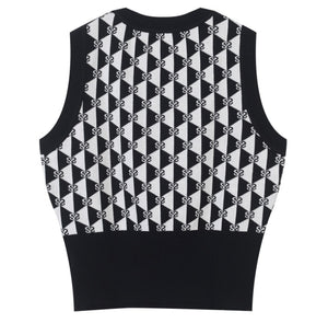 Diamond Jacquard Letter Geometric Vest Vest Women