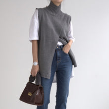 Cargar imagen en el visor de la galería, Turtleneck knitted vest vest sweater