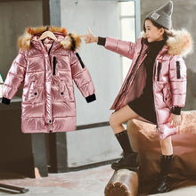 Cargar imagen en el visor de la galería, Children&#39;s bronzing shiny large fur collar cotton coat