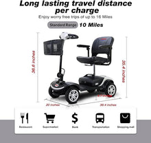 Cargar imagen en el visor de la galería, 4 Wheel Mobility Scooter For Seniors Compact Heavy Duty Mobile Powered Mobility Scooters Electric Powered Wheel scooter Device For Travel Adults