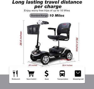 4 Wheel Mobility Scooter For Seniors Compact Heavy Duty Mobile Powered Mobility Scooters Electric Powered Wheel scooter Device For Travel Adults