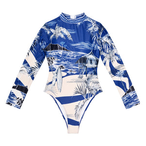 New One-piece Long Sleeves Customized Printed Swimsuit Bikini Swimsuit For Women