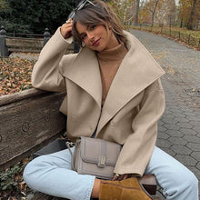 Load image into Gallery viewer, Solid Color Long-sleeved Woolen Coat