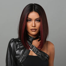 Charger l&#39;image dans la galerie, Red Ombre Wigs Short Bob Straight Wigs Middle Part For Women