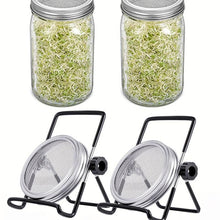 Cargar imagen en el visor de la galería, 2pcs, Mason Jar Stainless Steel Sprouting Stands + 2 Pcs Stainless Steel Sprouting Germination Jar Lids