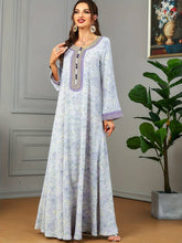 Charger l&#39;image dans la galerie, Allover Print Embroidered Abbaya, Elegant Button Decor Maxi