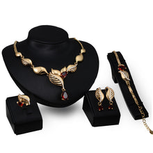 Charger l&#39;image dans la galerie, Set Crystal Leaf Earring Necklace Four-piece Accessories