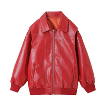 Charger l'image dans la galerie, Loose Fashion Lapel Zip-up Jacket Cool Long Sleeve Zipper Closure Moto Biker Leather Jacket