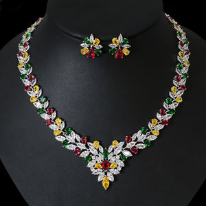 Bride Zircon Jewelry Necklace Earring Set for Occassions