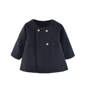 Autumn and winter new round neck long sleeve coat children's Cape overcoat