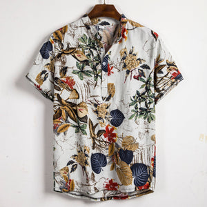 Samo Zaen's Slim shirt men contrast color printing shirt