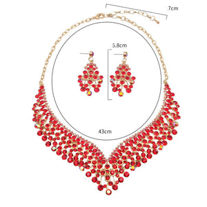 Creative Crystal Collarbone Necklace Earring Set for Occasions