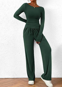 Casual Suit Asymmetric Long-sleeved T-shirt Wide-leg Pants Sportswear