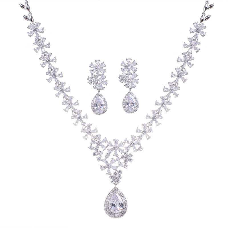 Crystal Earring Necklace Two Piece Set for occasions