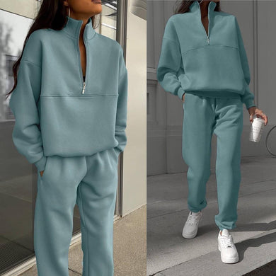 All-matching Thickened Long-sleeved Sweater And Trousers Sport Two-piece Set