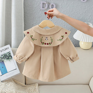 Autumn New Simple Casual Children Long Sleeve Khaki Trench Kids Coat