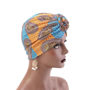 Ladies wind swirl knotted turban hat