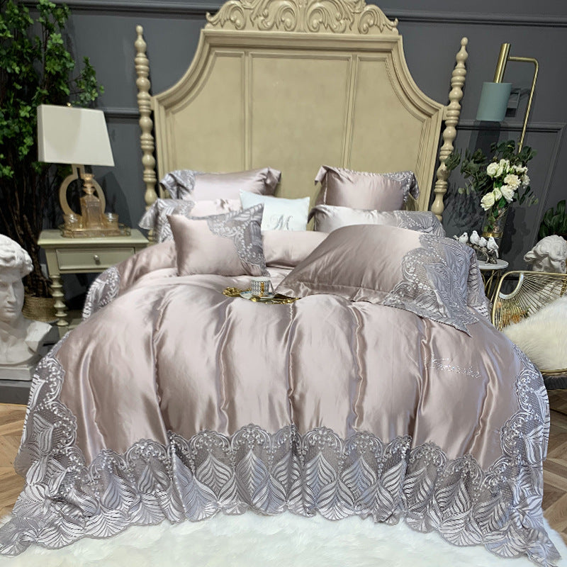 Brand Luxury European Style Four-piece Silk Cotton Bedding Cover