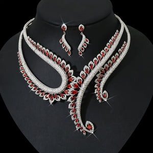 INS Wind Zircon Necklace Earring Set for Occasions