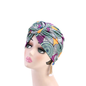 Ladies wind swirl knotted turban hat