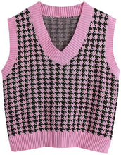 Laden Sie das Bild in den Galerie-Viewer, Houndstooth knitted vest vest