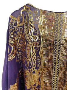 Plus Size Elegant Abbaya, African Sequin Embroidered Translucent Dashiki