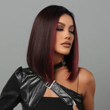 Charger l&#39;image dans la galerie, Red Ombre Wigs Short Bob Straight Wigs Middle Part For Women