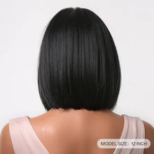 Charger l&#39;image dans la galerie, Short Bob Straight Black Wigs For Women With Bangs Heat Resistant