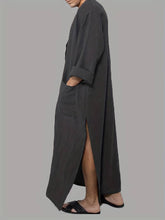 Cargar imagen en el visor de la galería, Men Side Slit Long Sleeve Thobe Middle East Saudi Arab Kaftan