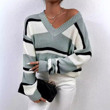 Load image into Gallery viewer, Pullover Color Contrast Patchwork Loose Sweater
