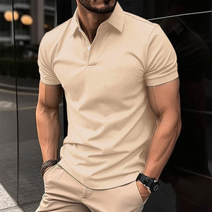 Samo Zaen Polo Shirt Men Solid Color Button Lapel Button Top