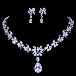 Exquisite Zircon Necklace Earring Set for Occasions