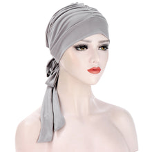 Cargar imagen en el visor de la galería, Pure Color Crystal Hemp Long Tail Bow Turban Hat