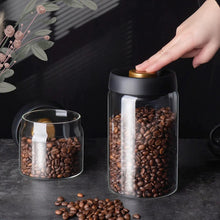 Charger l&#39;image dans la galerie, Vacuum Sealed Jug Set Black Coffee Beans Glass Airtight Canister Kitchen Food Grains Candy Keep Good Storage Jar Set Kitchen Gadgets