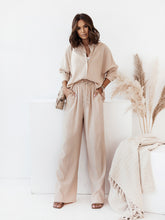 Cargar imagen en el visor de la galería, Women's Loose Solid Color Long-sleeved Shirt Casual Suit