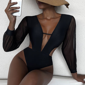 Women's Swimwear Conservative One-piece Blouse Long Sleeve