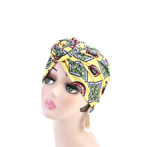 Ladies wind swirl knotted turban hat