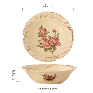 European-style Ceramic Tableware Household Rice Bowl Soup Dish & Plate Fruit Plate